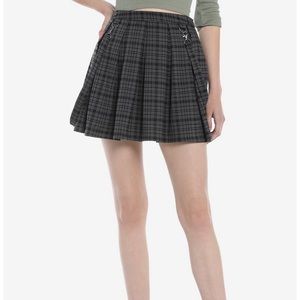 Hot Topic Gray Plaid Suspenders Skirt - Goth / Emo